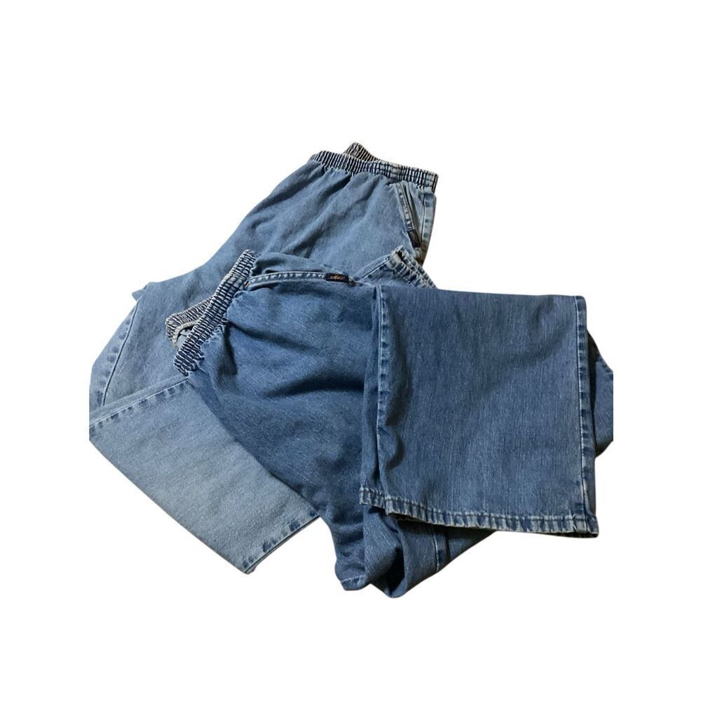 2 Pair Vintage Elastic Waist Denim Jeans 16 / 18 PW